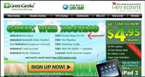 greengeeks home webpage 2012